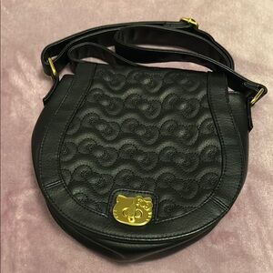 Loungefly Hello Kitty Black Crossbody Bag gold embellishments Quilted Design